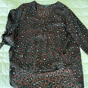 West Kei Black and Red Tie Front 3/4 Sleeve Blouse